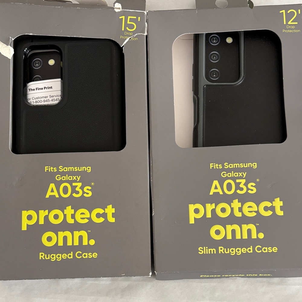 Onn Black Rugged and Slim Cases for Samsung Galaxy A03s black gray new